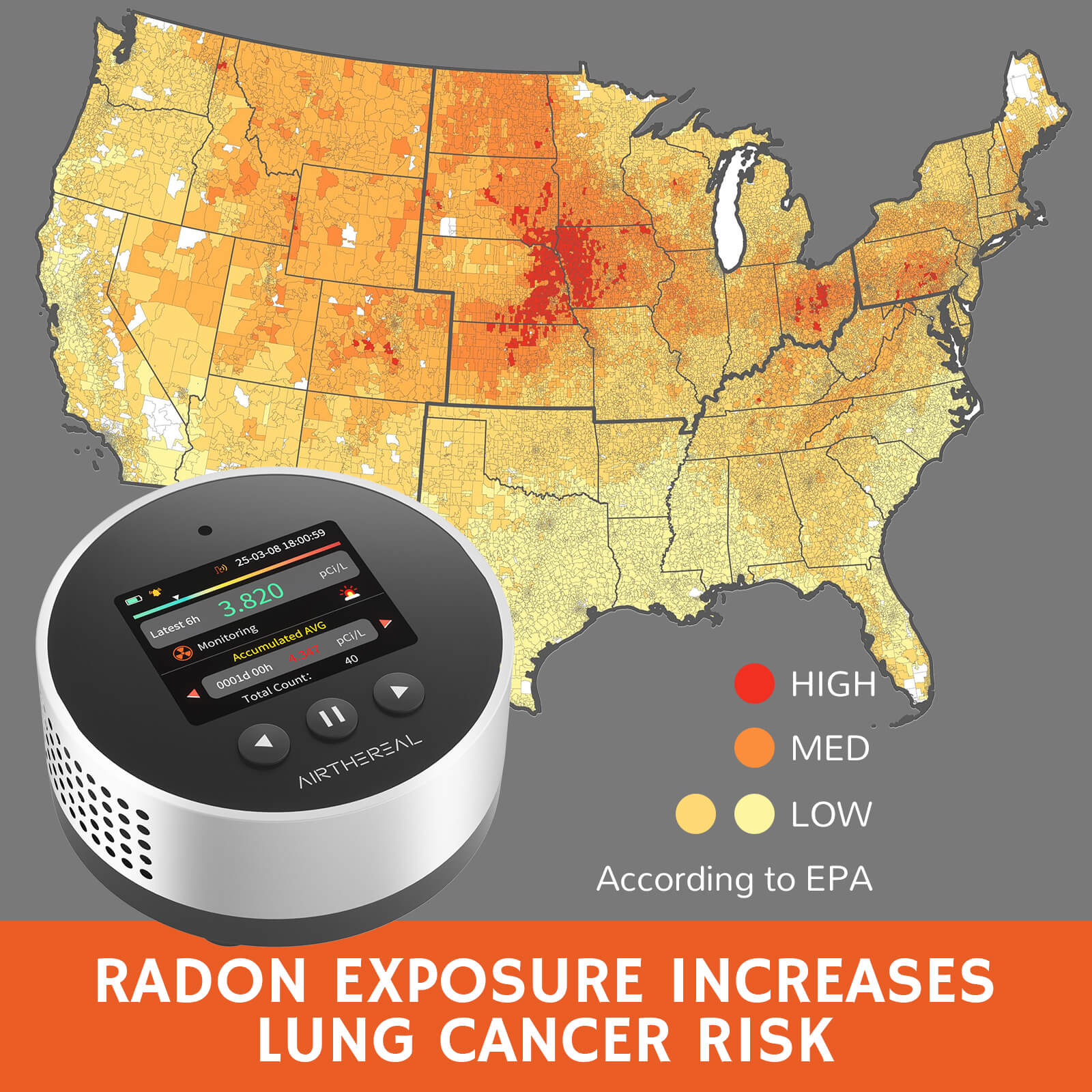 RM-65 Radon Detector for Home Basement – Airthereal, view 2