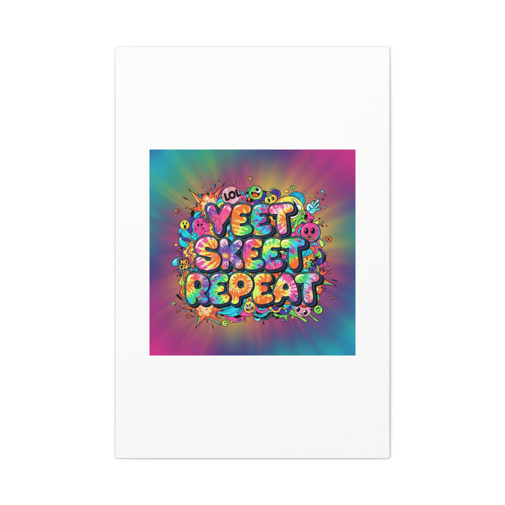 Yeet Skeet Repeat Canvas | Slogan & Glitch Graphic, Meme Phrase Wall Art