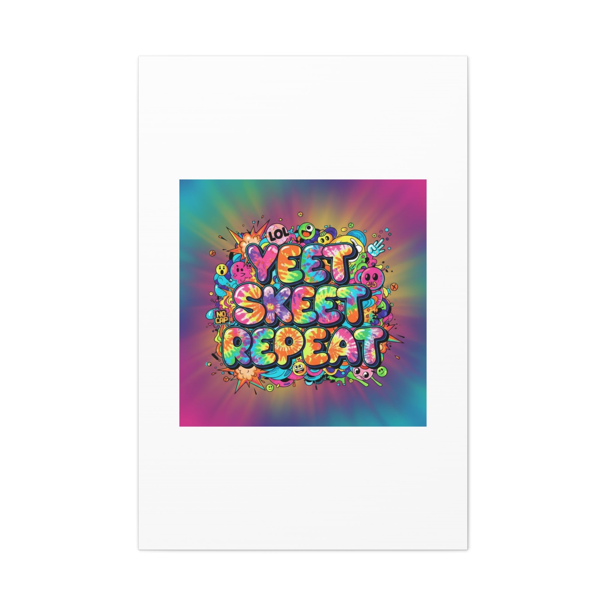 Yeet Skeet Repeat Canvas | Slogan & Glitch Graphic, Meme Phrase Wall Art