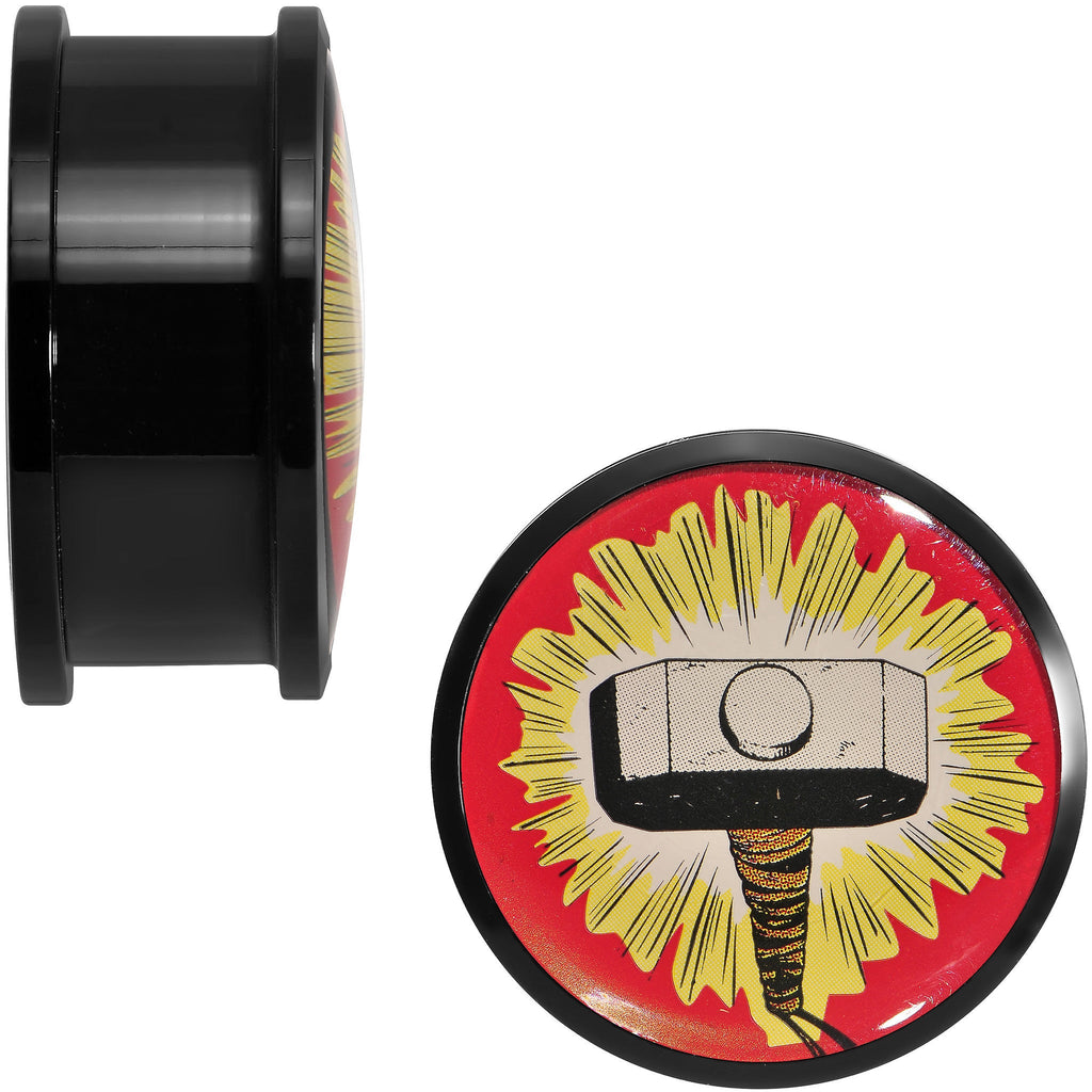 BodyCandy 1 inch Licensed Thor Hammer Logo Acrylic Screw Fit Plugs Set — detail close-up