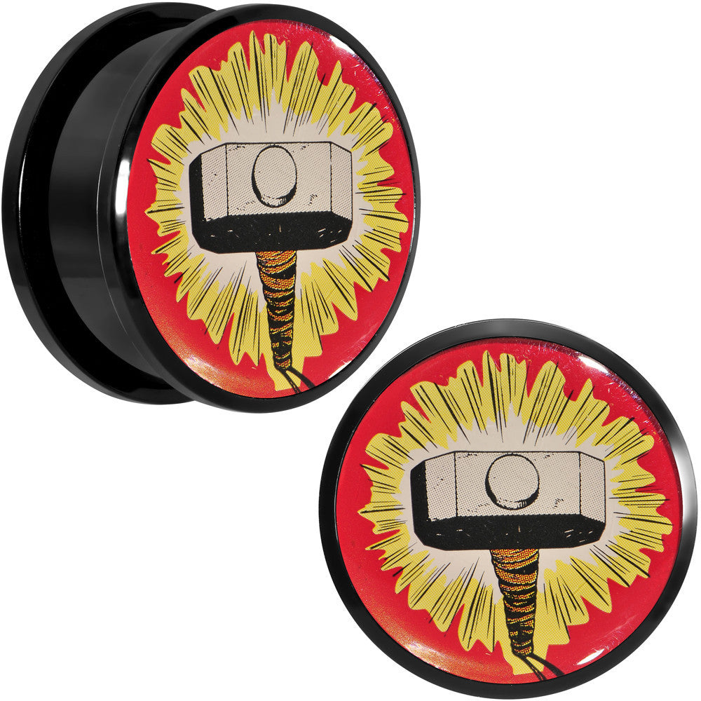 BodyCandy 1 inch Licensed Thor Hammer Logo Acrylic Screw Fit Plugs Set — main product shot