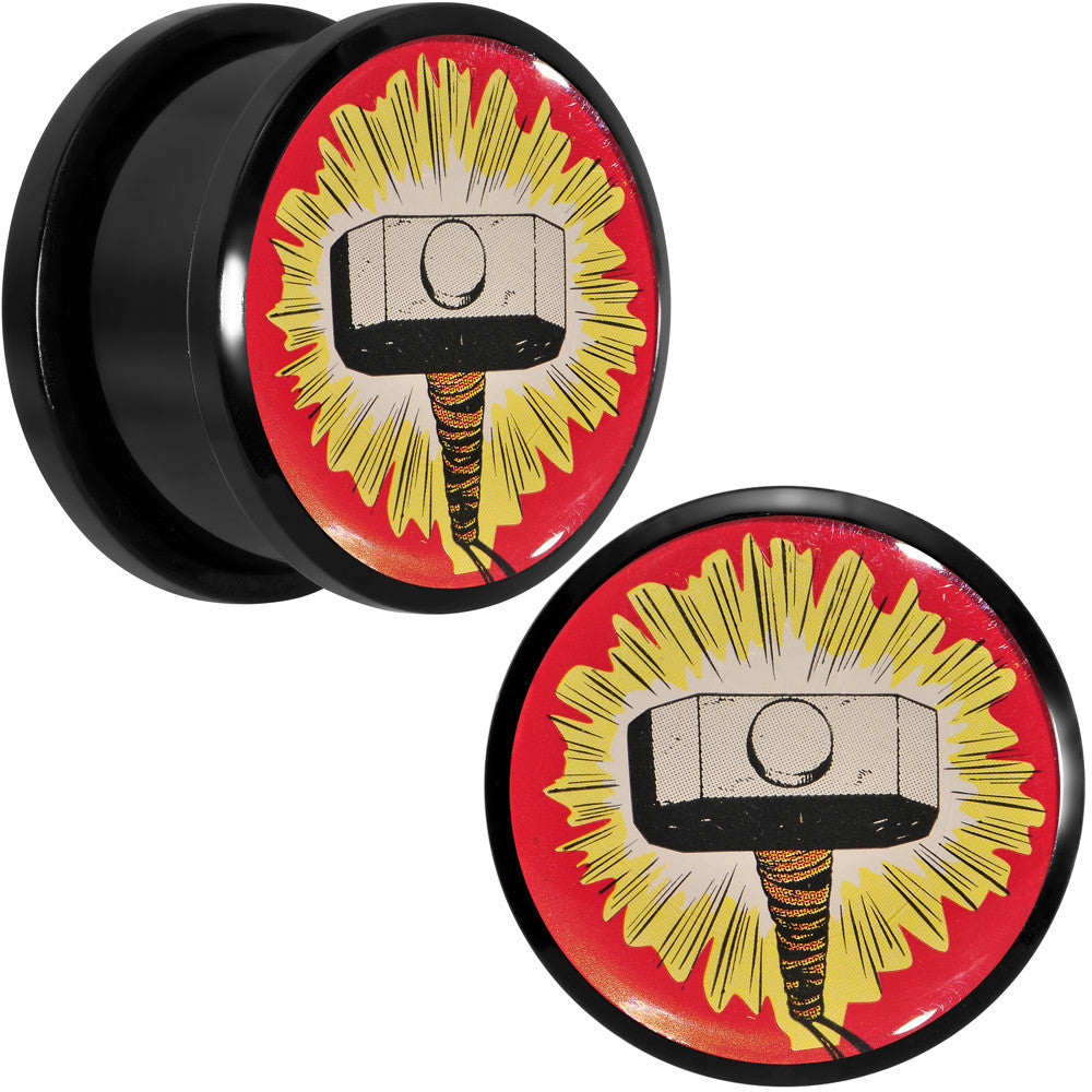 BodyCandy 3/4 Licensed Thor Hammer Logo Acrylic Screw Fit Plugs Set — main product shot