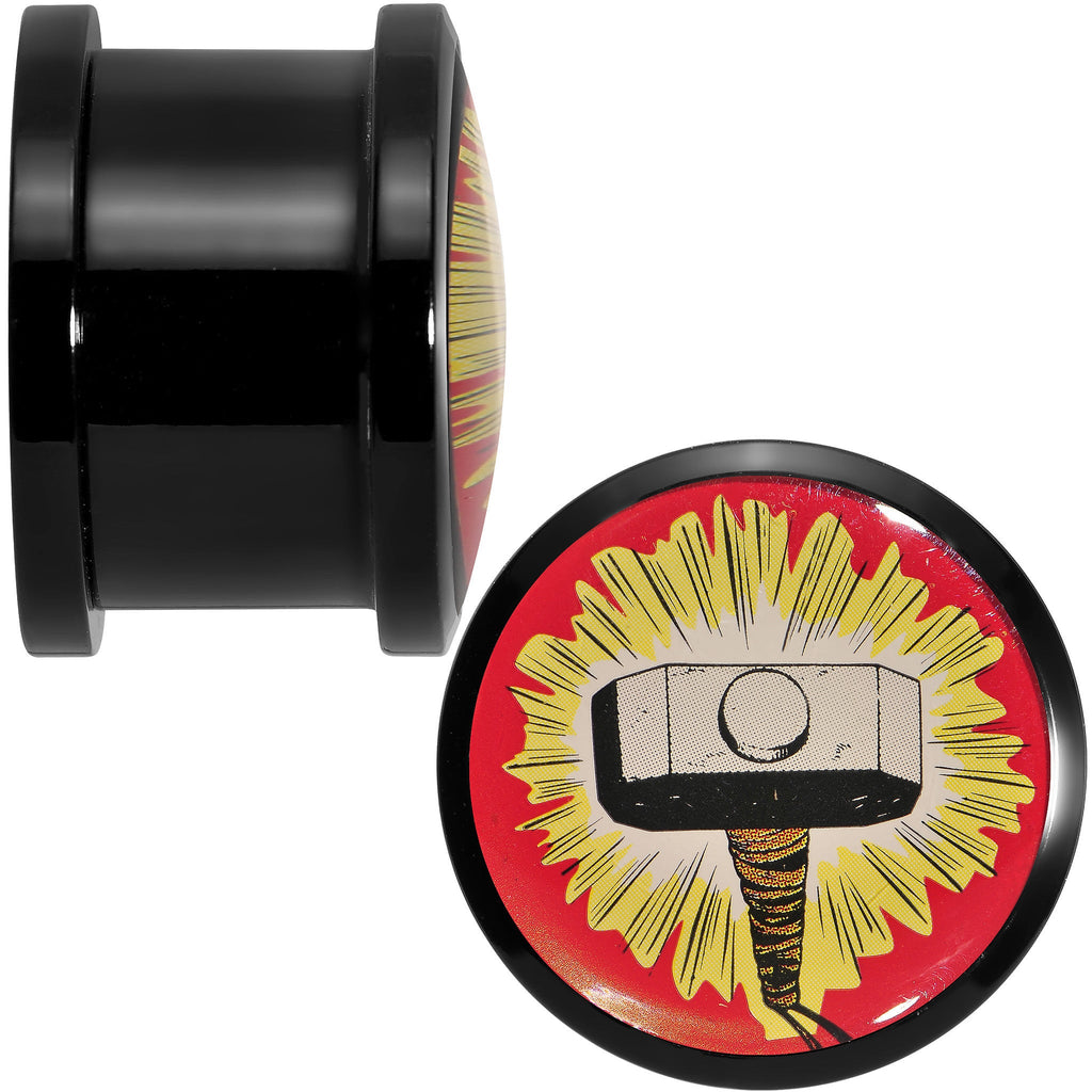 BodyCandy 5/8 Licensed Thor Hammer Logo Acrylic Screw Fit Plugs Set — detail close-up