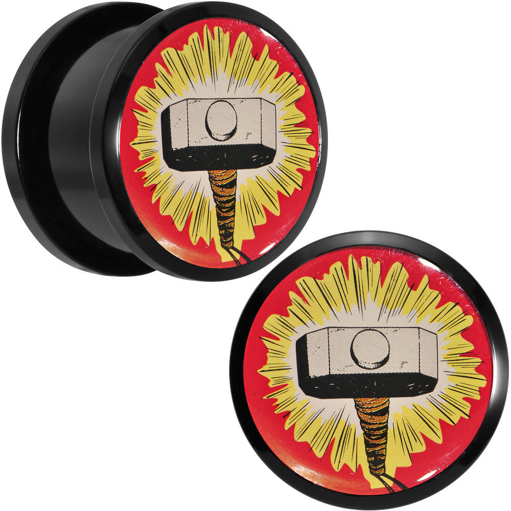 BodyCandy 5/8 Licensed Thor Hammer Logo Acrylic Screw Fit Plugs Set — main product shot