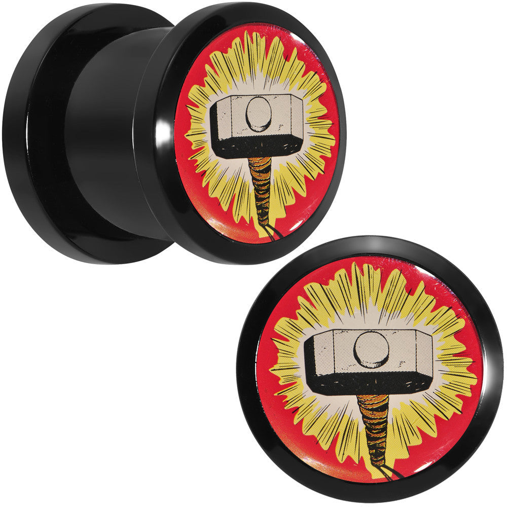 BodyCandy 7/16 Licensed Thor Hammer Logo Acrylic Screw Fit Plugs Set — main product shot