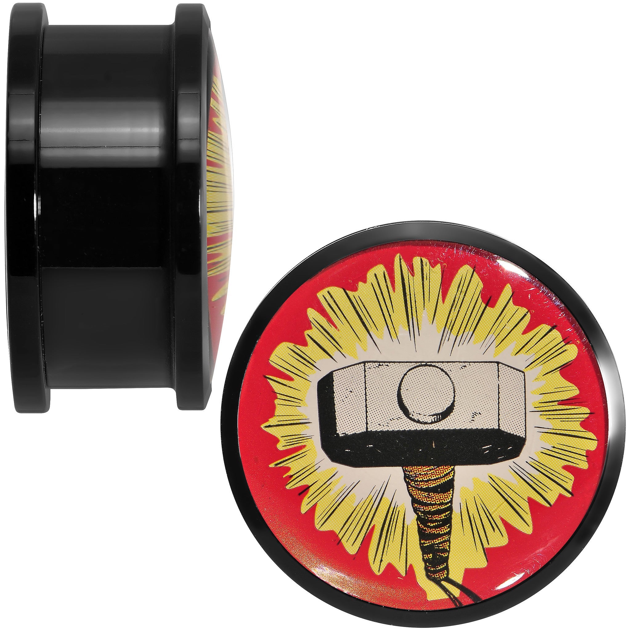BodyCandy 7/8 Licensed Thor Hammer Logo Acrylic Screw Fit Plugs Set — detail close-up