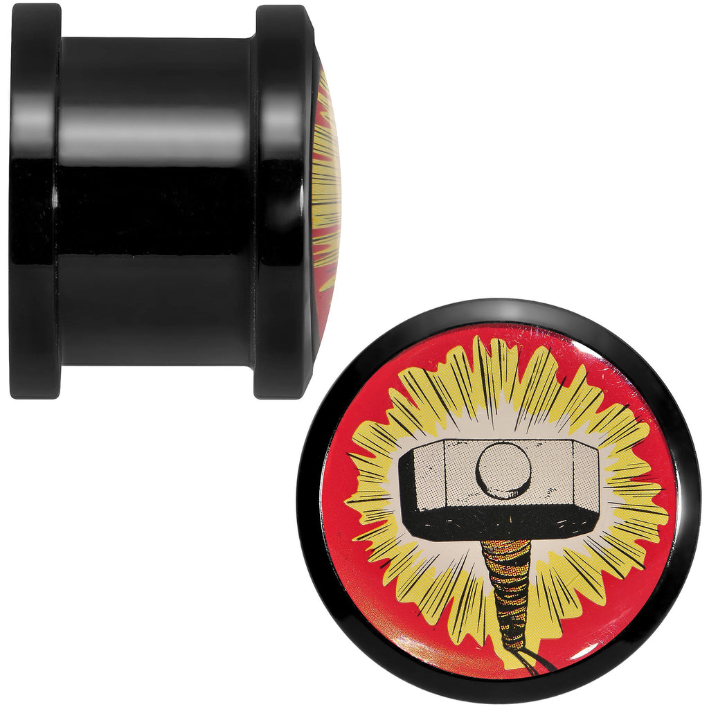 BodyCandy 9/16 Licensed Thor Hammer Logo Acrylic Screw Fit Plugs Set — detail close-up