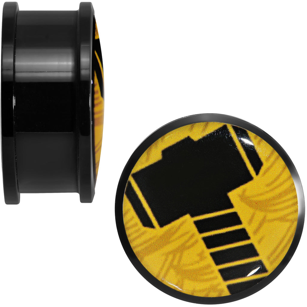 BodyCandy 1 inch Licensed Hammer of Thor Acrylic Screw Fit Plugs Set — detail close-up