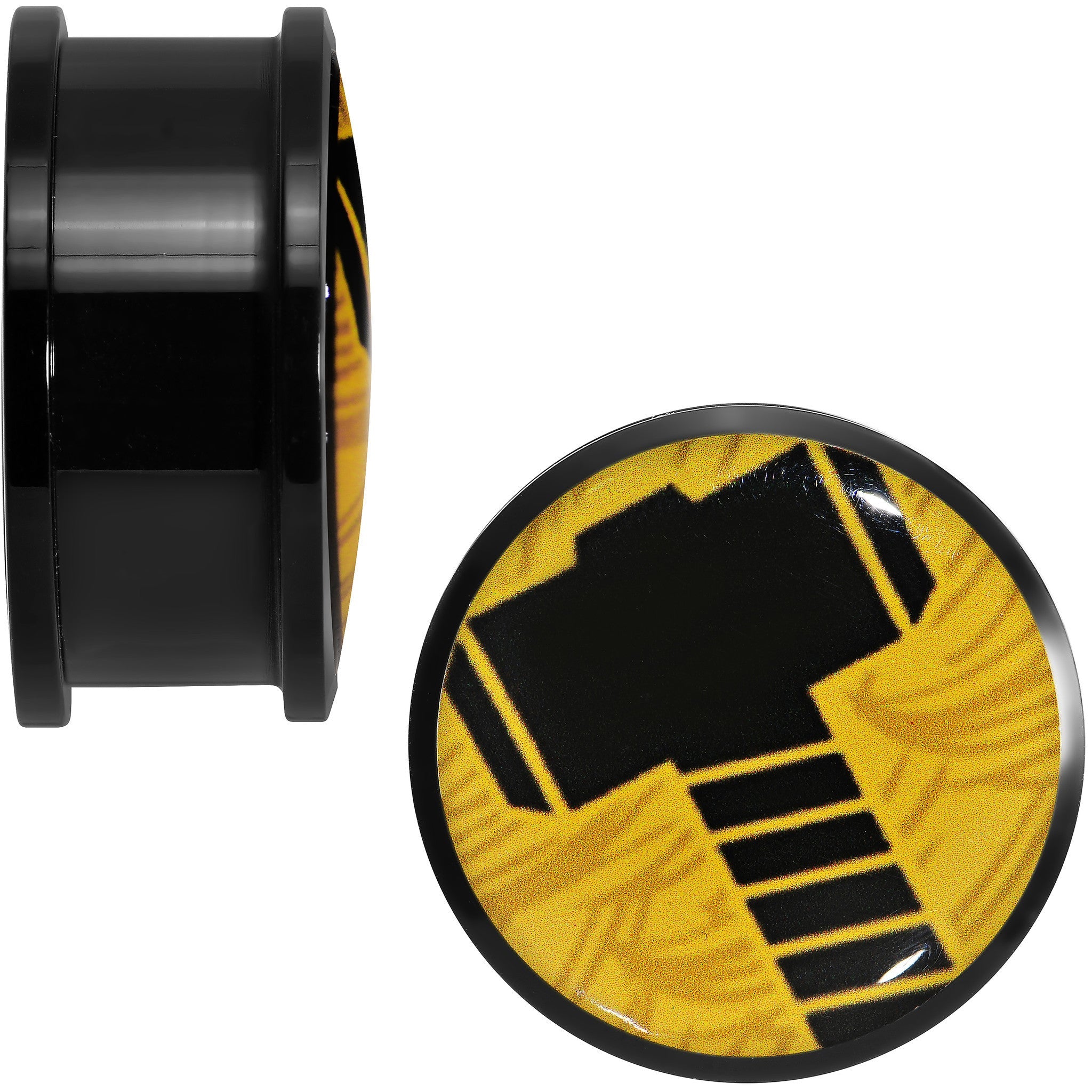 BodyCandy 1 inch Licensed Hammer of Thor Acrylic Screw Fit Plugs Set — detail close-up