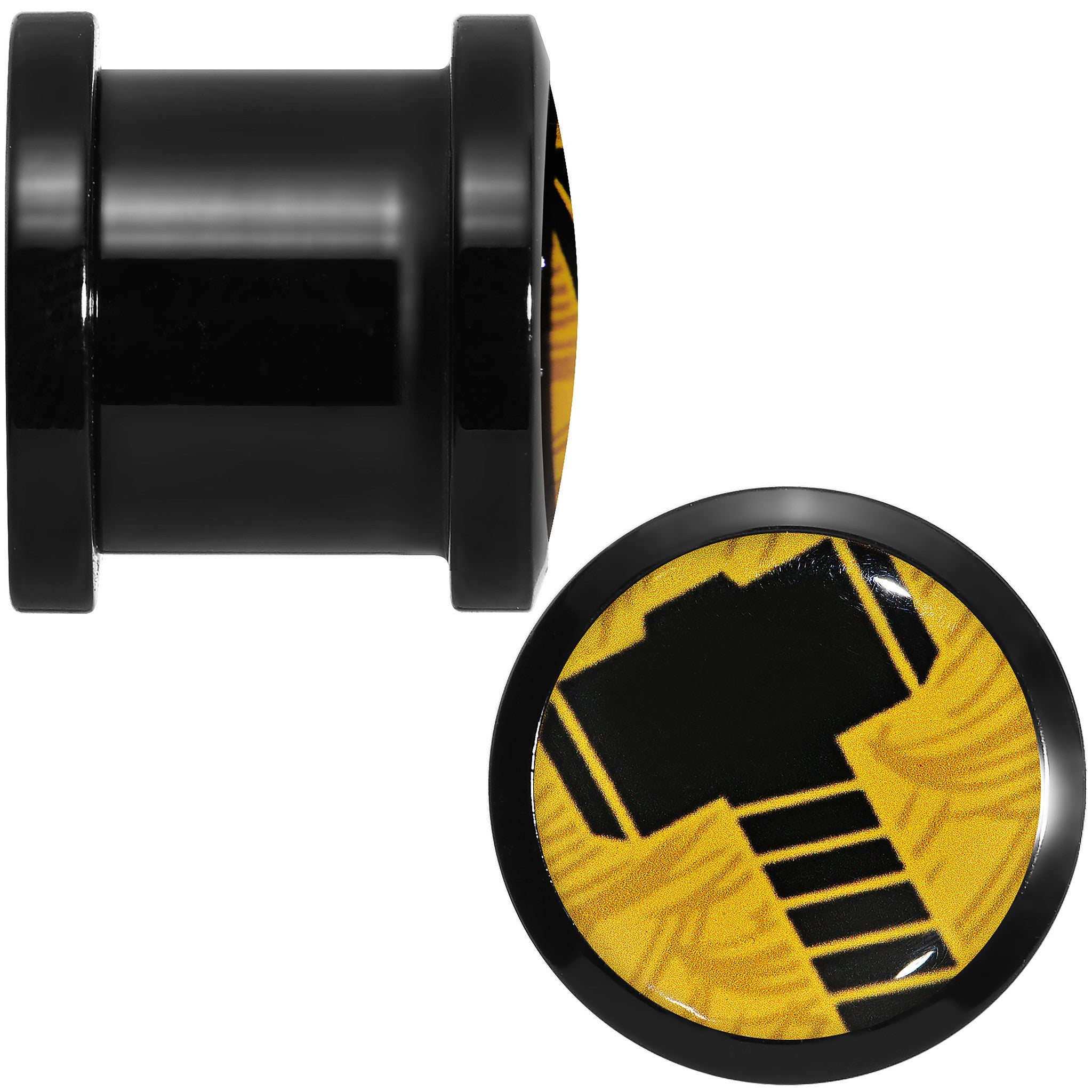 BodyCandy 7/16 Licensed Hammer of Thor Acrylic Screw Fit Plugs Set — detail close-up