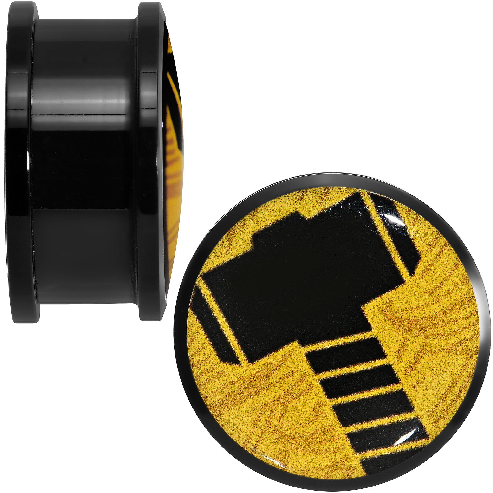 BodyCandy 7/8 Licensed Hammer of Thor Acrylic Screw Fit Plugs Set — detail close-up