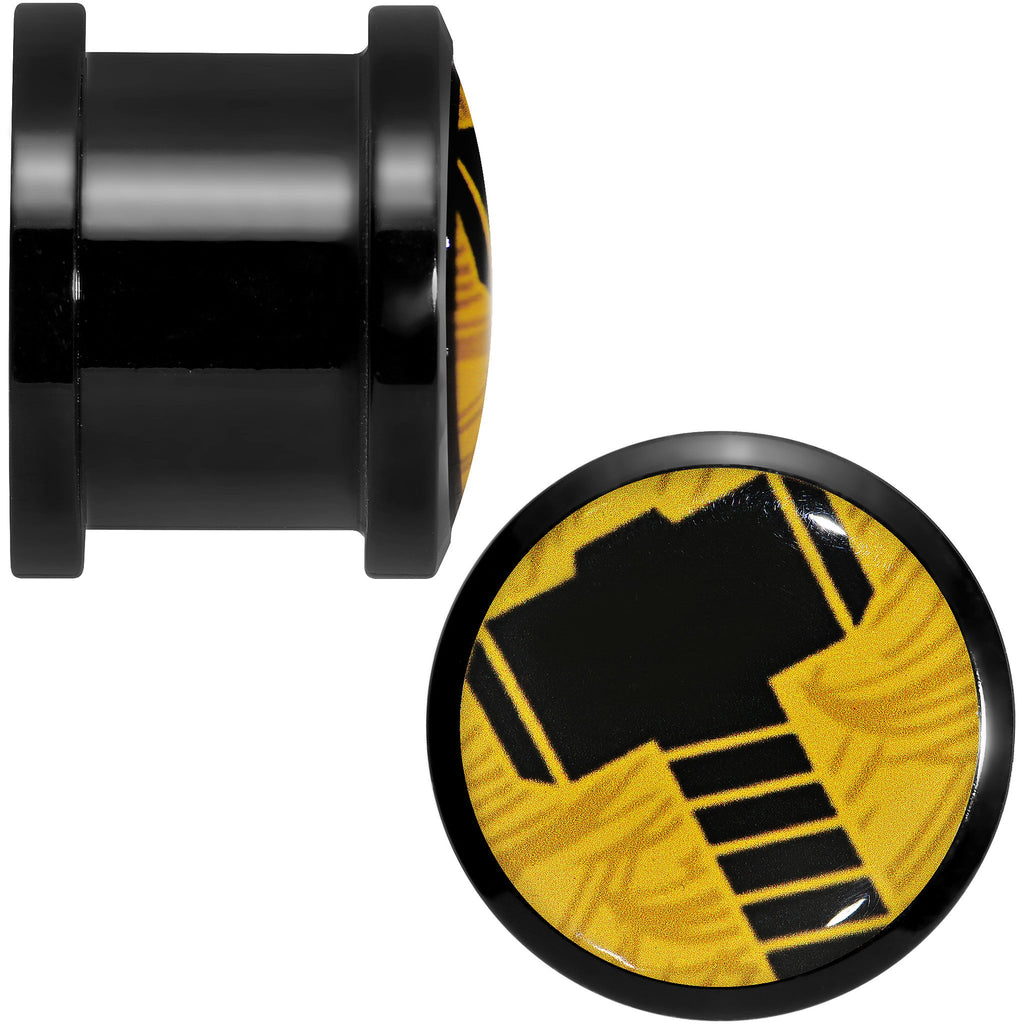BodyCandy 9/16 Licensed Hammer of Thor Acrylic Screw Fit Plugs Set — detail close-up