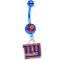 BodyCandy Licensed NFL Red Gem Anodized Titanium NY Giants Dangle Belly Button Ring — main product shot