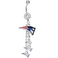 BodyCandy Clear Gem Proud New England Patriots NFL Dangle Belly Ring — main product shot
