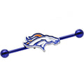 BodyCandy Licensed NFL Blue Anodized Denver Broncos Industrial Barbell 38mm — main product shot