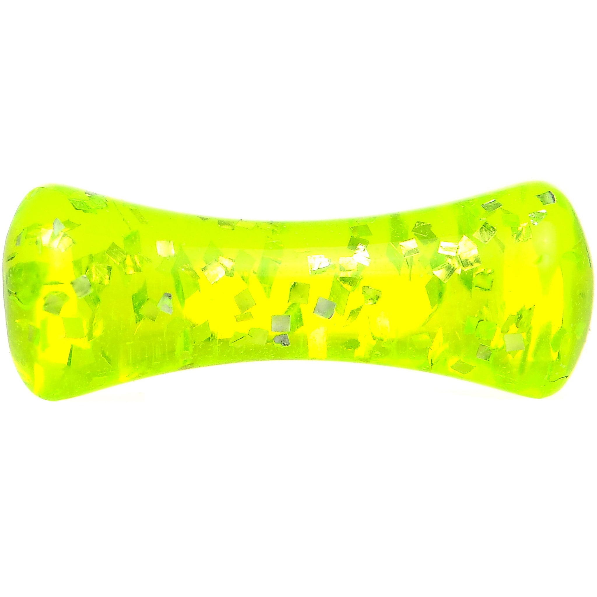 BodyCandy 8G Neon Green Ultra Glitter Saddle Plug — detail close-up