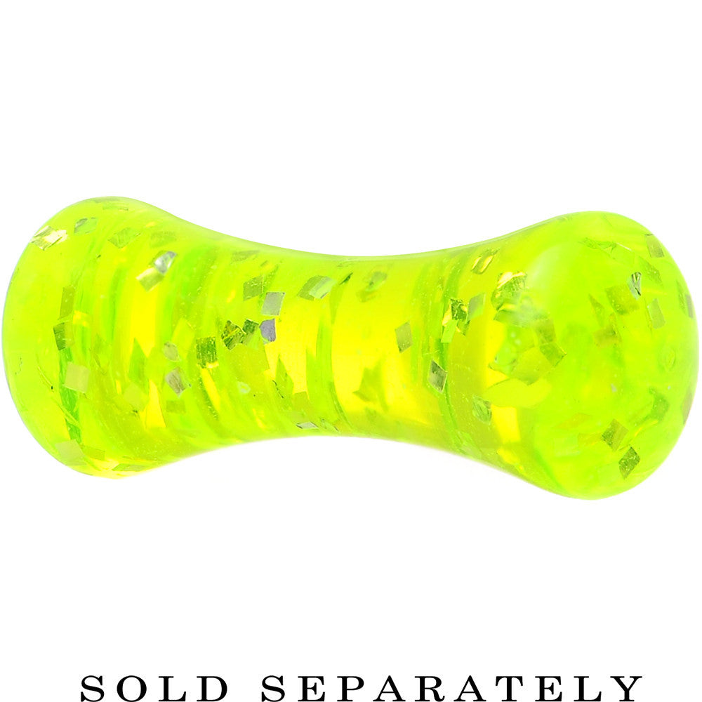 BodyCandy 8G Neon Green Ultra Glitter Saddle Plug — main product shot