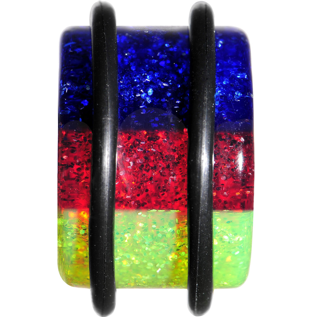 BodyCandy 5/8 Green Red Blue Acrylic Vibrant Glitter Single Flare Plug — lifestyle context