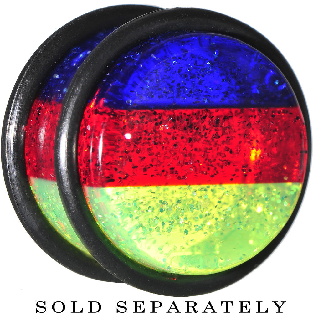 BodyCandy 5/8 Green Red Blue Acrylic Vibrant Glitter Single Flare Plug — main product shot