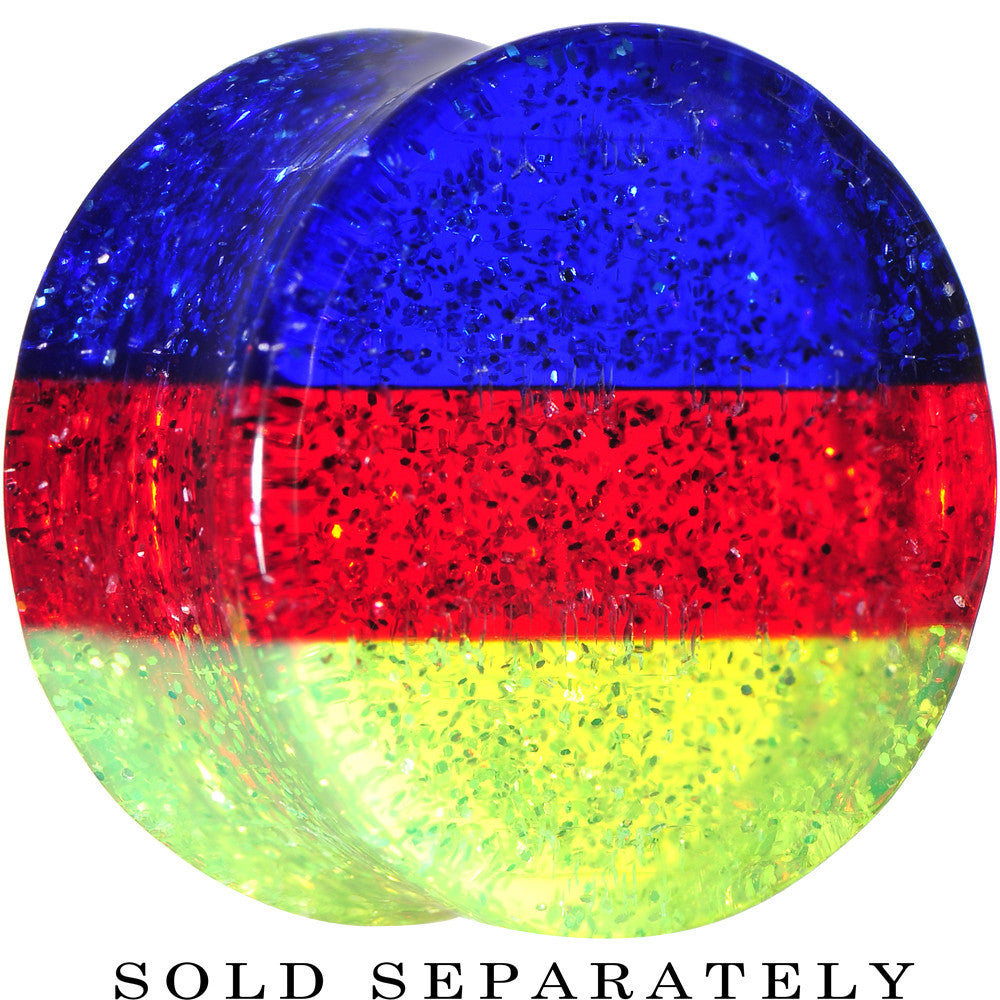 BodyCandy 18mm Green Red Blue Acrylic Vibrant Glitter Saddle Plug — main product shot