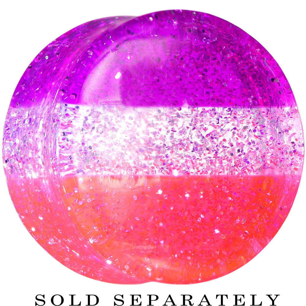 BodyCandy 18mm Multi Pink Acrylic Perfectly Rosy Glitter Saddle Plug — main product shot