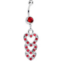 BodyCandy Red Gem Triple Trickle Heart Dangle Belly Ring — main product shot