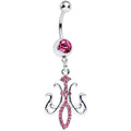 BodyCandy Pink Gem Magnifique Fleur de Lis Dangle Belly Ring — main product shot