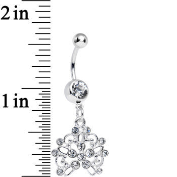 BodyCandy Clear Gem Sparkling Lisbon Lace Dangle Belly Ring — detail close-up