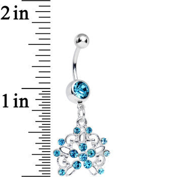 BodyCandy Aqua Gem Sparkling Lisbon Lace Dangle Belly Ring — detail close-up