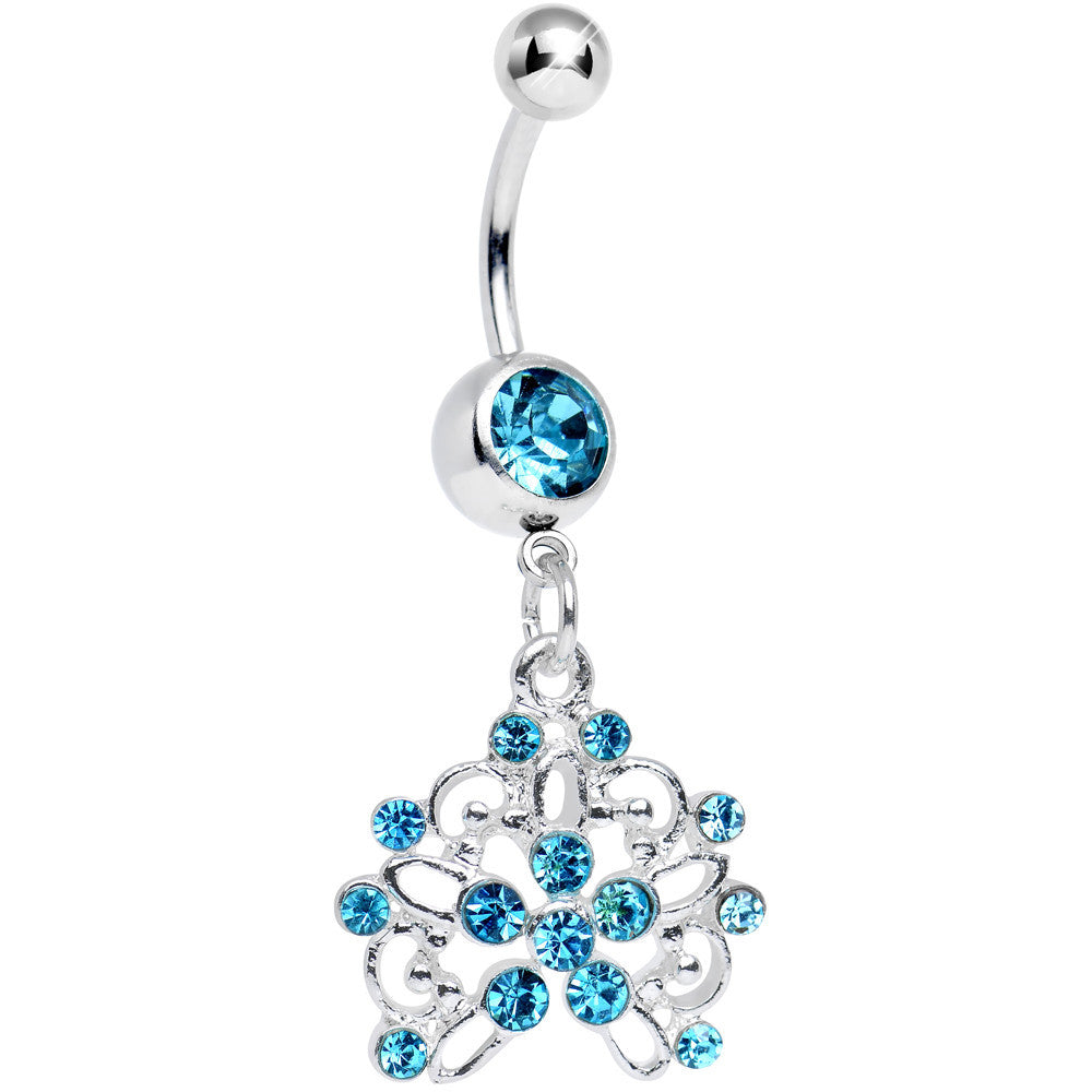 BodyCandy Aqua Gem Sparkling Lisbon Lace Dangle Belly Ring — main product shot