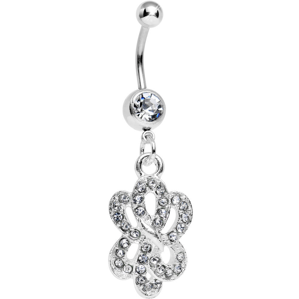 BodyCandy Clear Gem Sparkling Sailor Knot Dangle Belly Ring — main product shot
