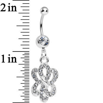BodyCandy Clear Gem Sparkling Sailor Knot Dangle Belly Ring — detail close-up