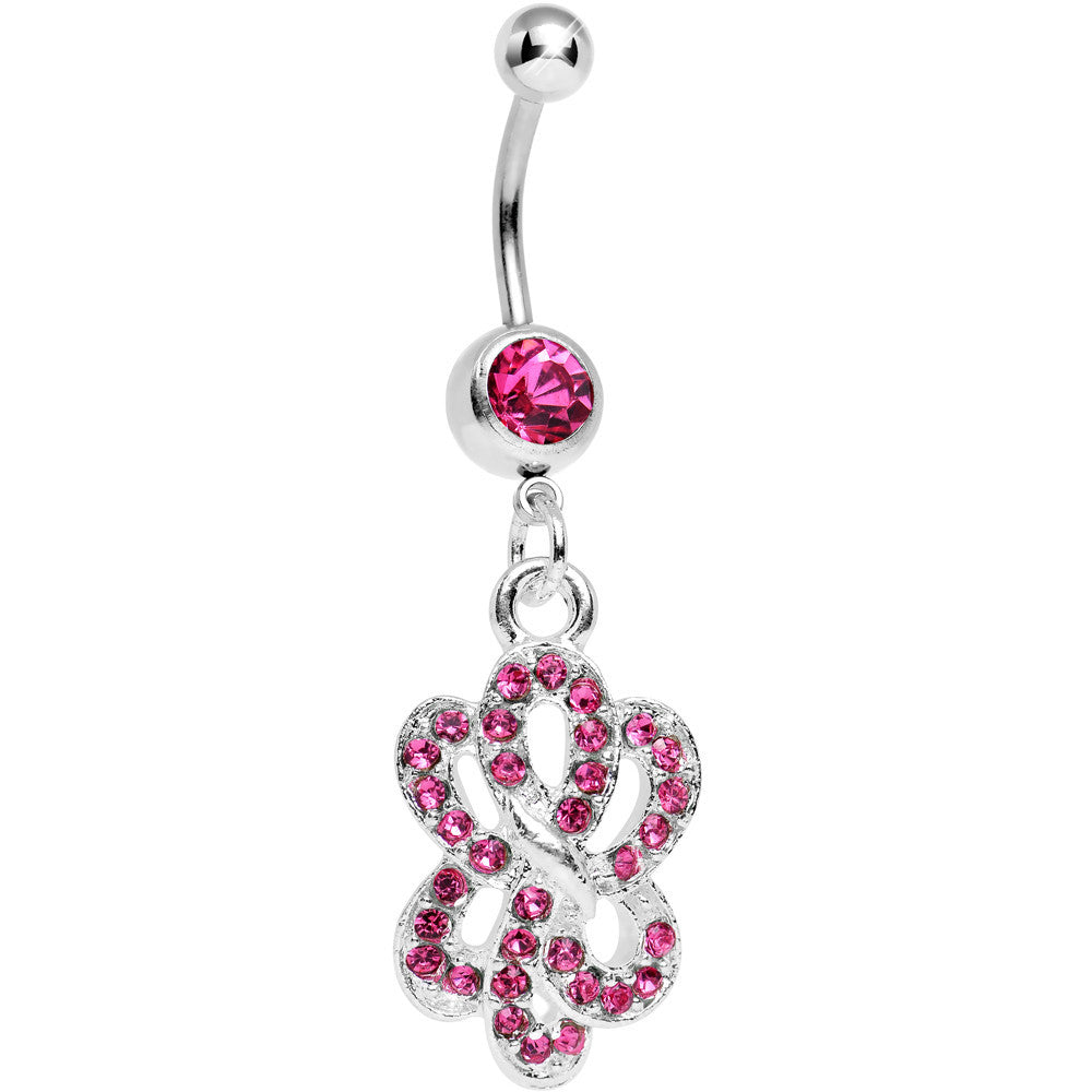 BodyCandy Pink Gem Sparkling Sailor Knot Dangle Belly Ring — main product shot