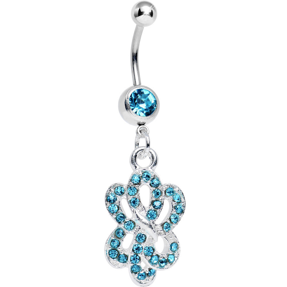 BodyCandy Aqua Gem Sparkling Sailor Knot Dangle Belly Ring — main product shot