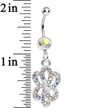 BodyCandy Aurora Gem Sparkling Sailor Knot Dangle Belly Ring — detail close-up