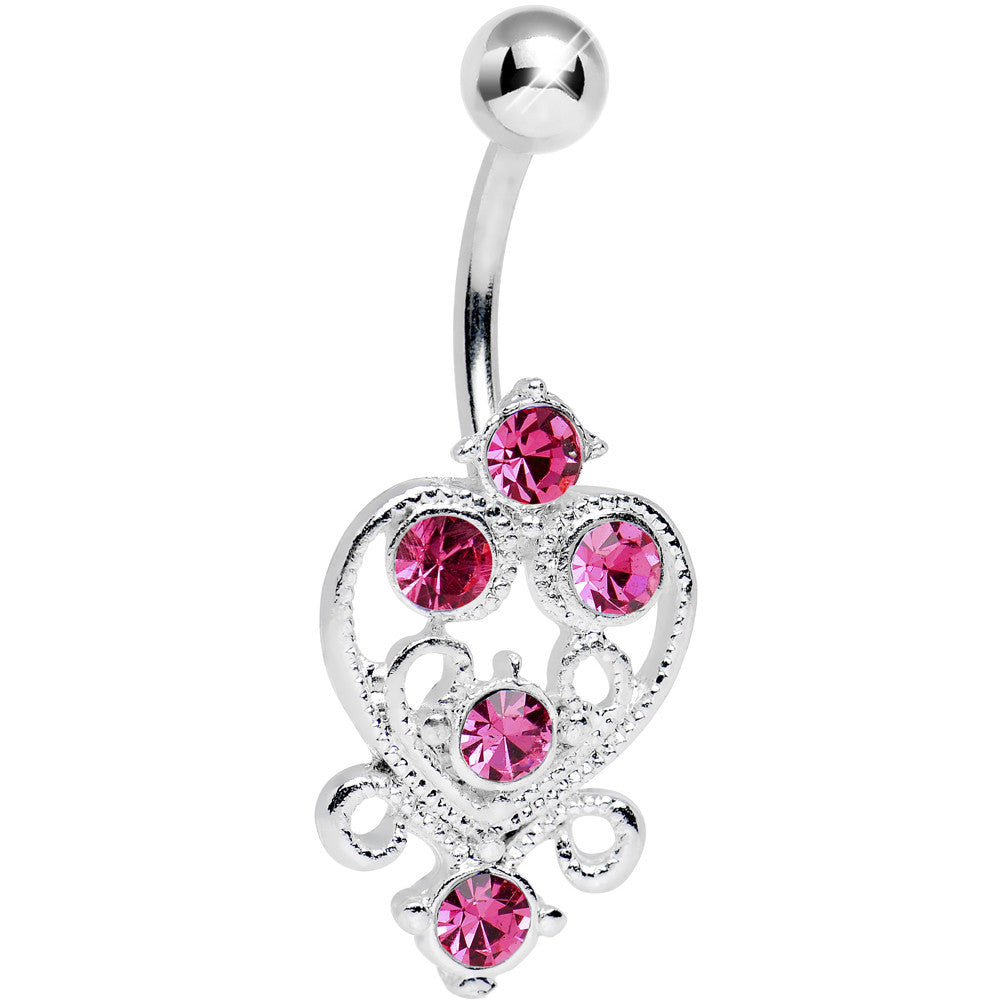 BodyCandy Pink Gem Lovely in Lace Heart Belly Ring — main product shot