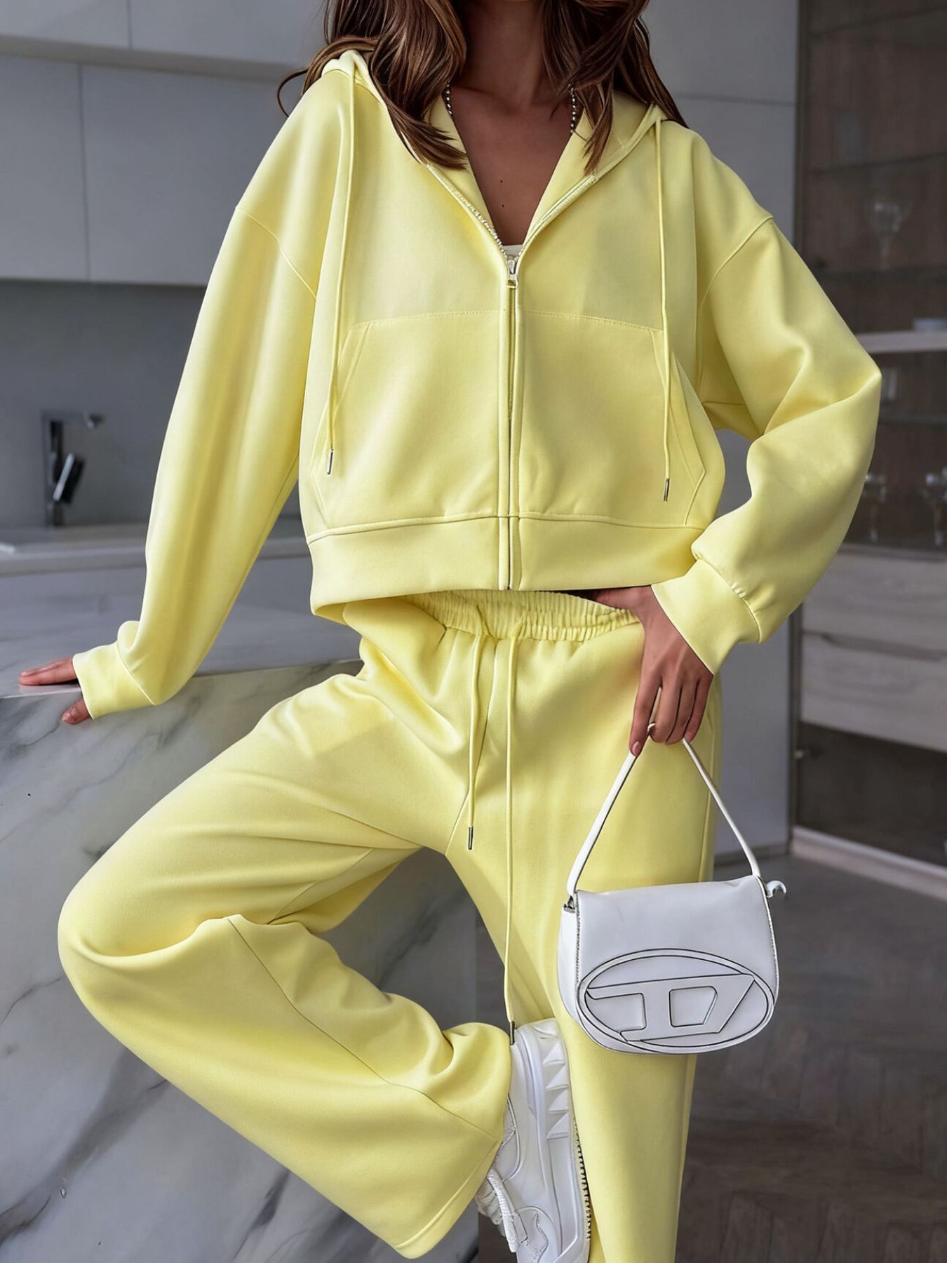 Zip-Up Hoodie and Sweatpants Set