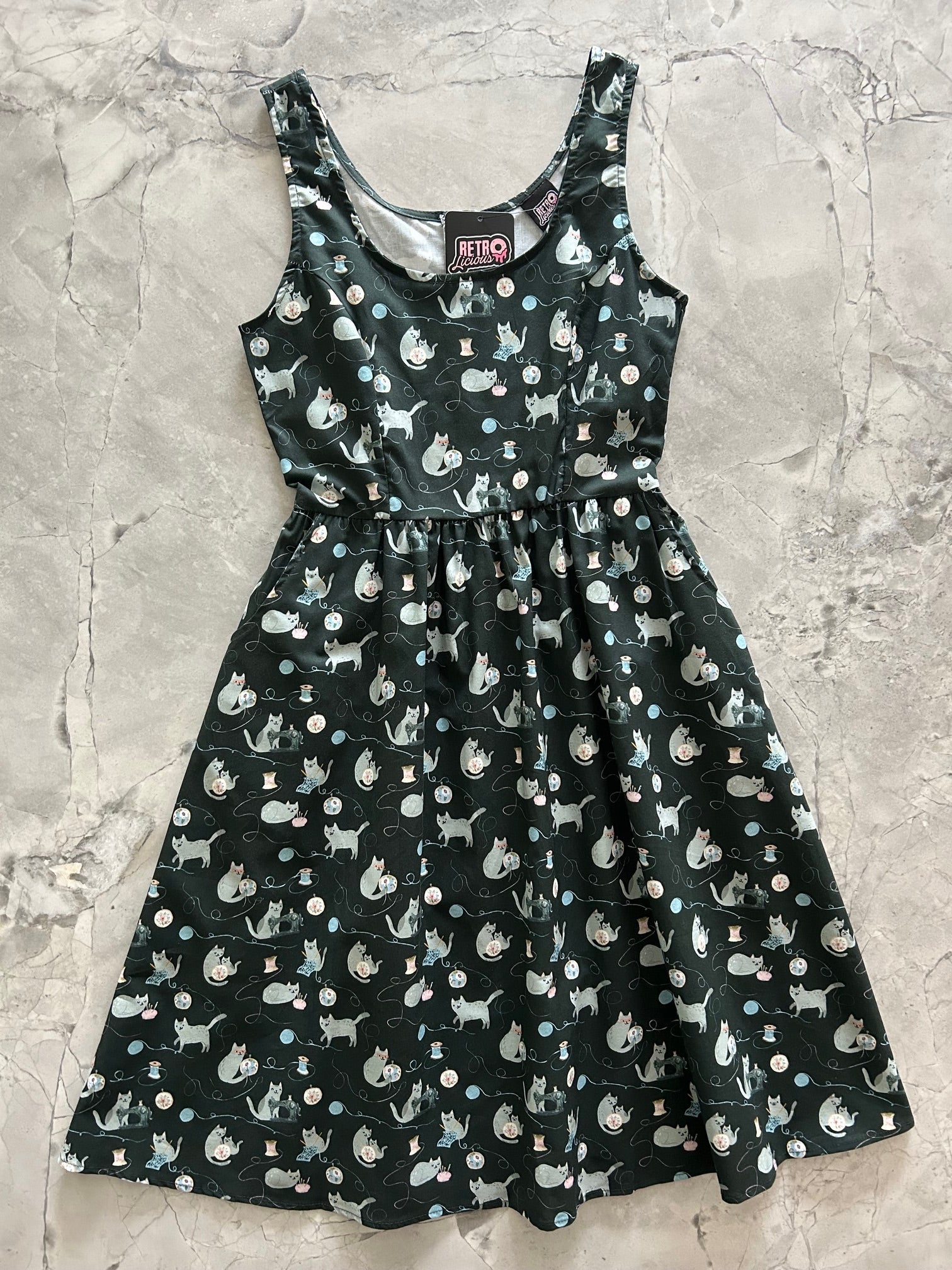 Cats and Yarn Fit & Flare Dress - Small only, 1 left!