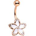 BodyCandy Clear Gem Rose Gold Plated White as Falling Snow Flower Belly Ring — main product shot