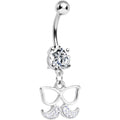 BodyCandy Clear Gem Chichi Glasses and Paved Mustache Dangle Belly Ring — main product shot