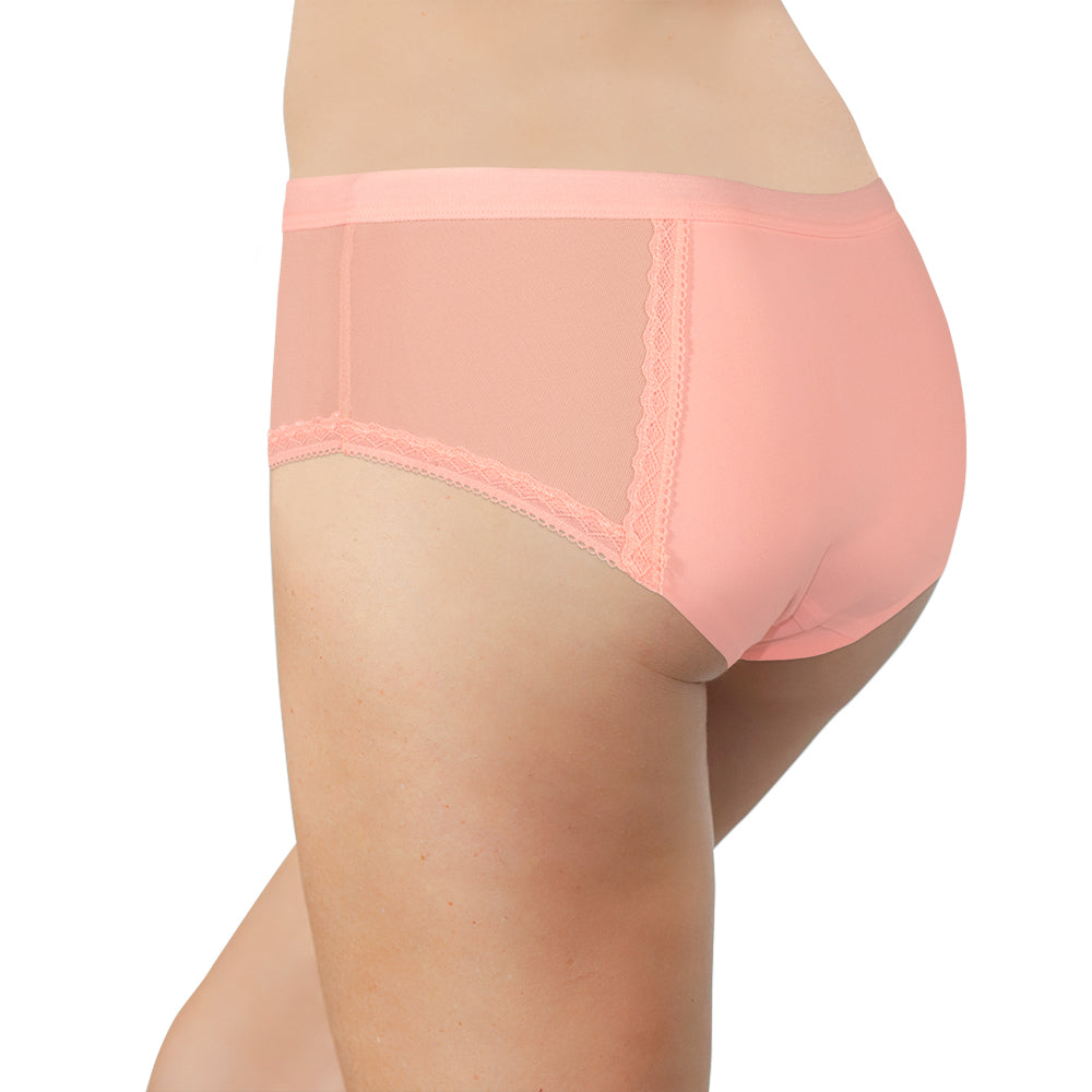 Love Libby Panties Pink Laser Cut Hipster With Mesh and Lace — Love Libby Panties branding close-up