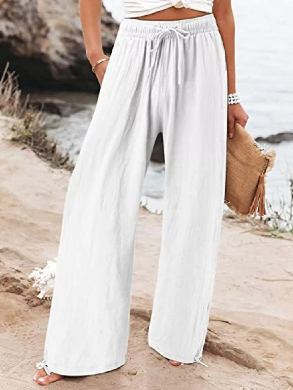 Full Size Wide Leg Pants with Drawstring Waist Plus Size