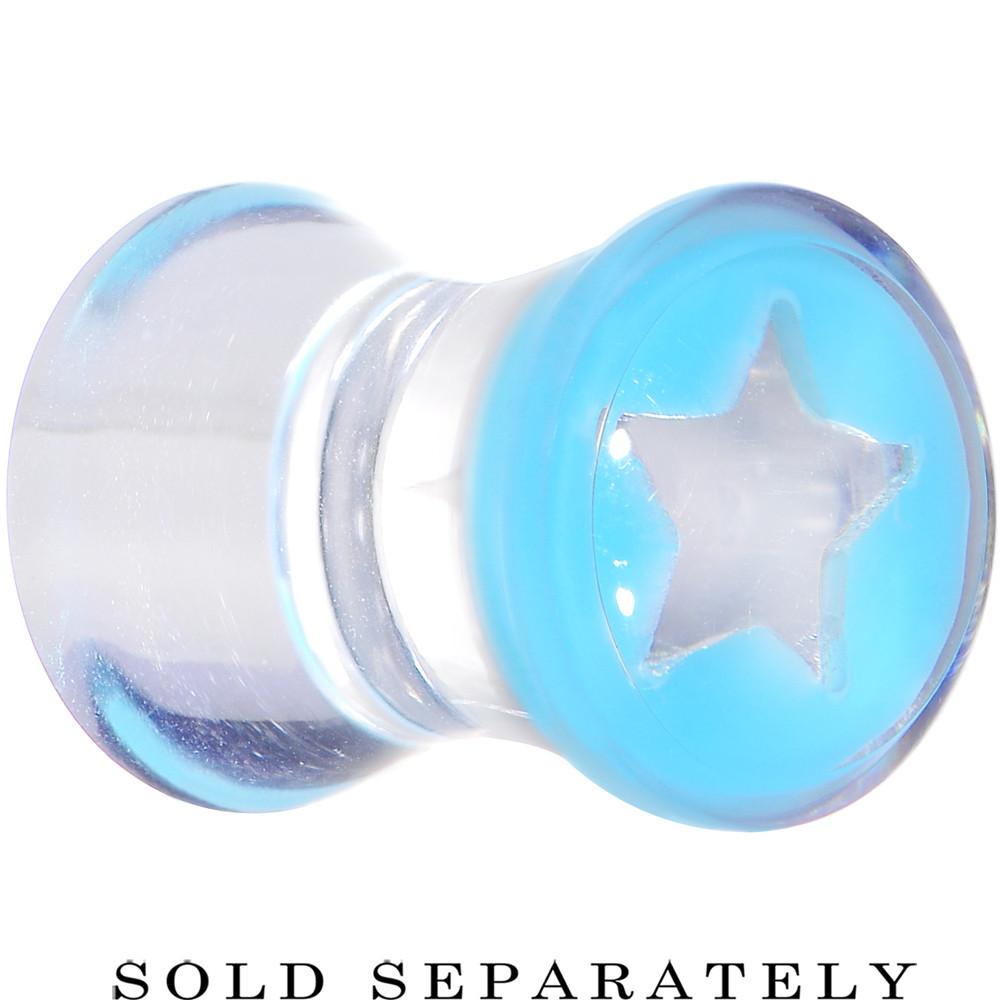 BodyCandy Clear Light Blue Acrylic Wish on a Star Saddle Plug 2G to 20mm — back view