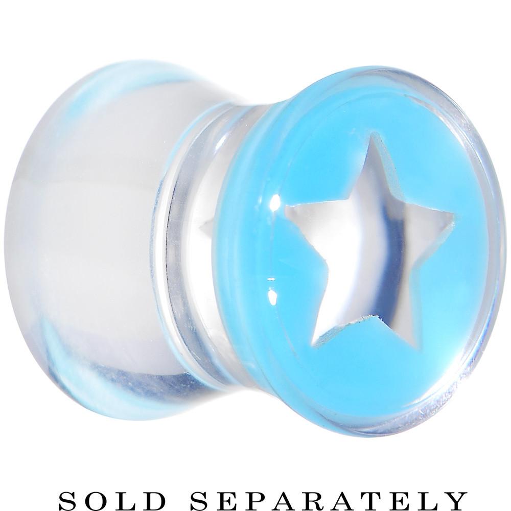 BodyCandy Clear Light Blue Acrylic Wish on a Star Saddle Plug 2G to 20mm — side view