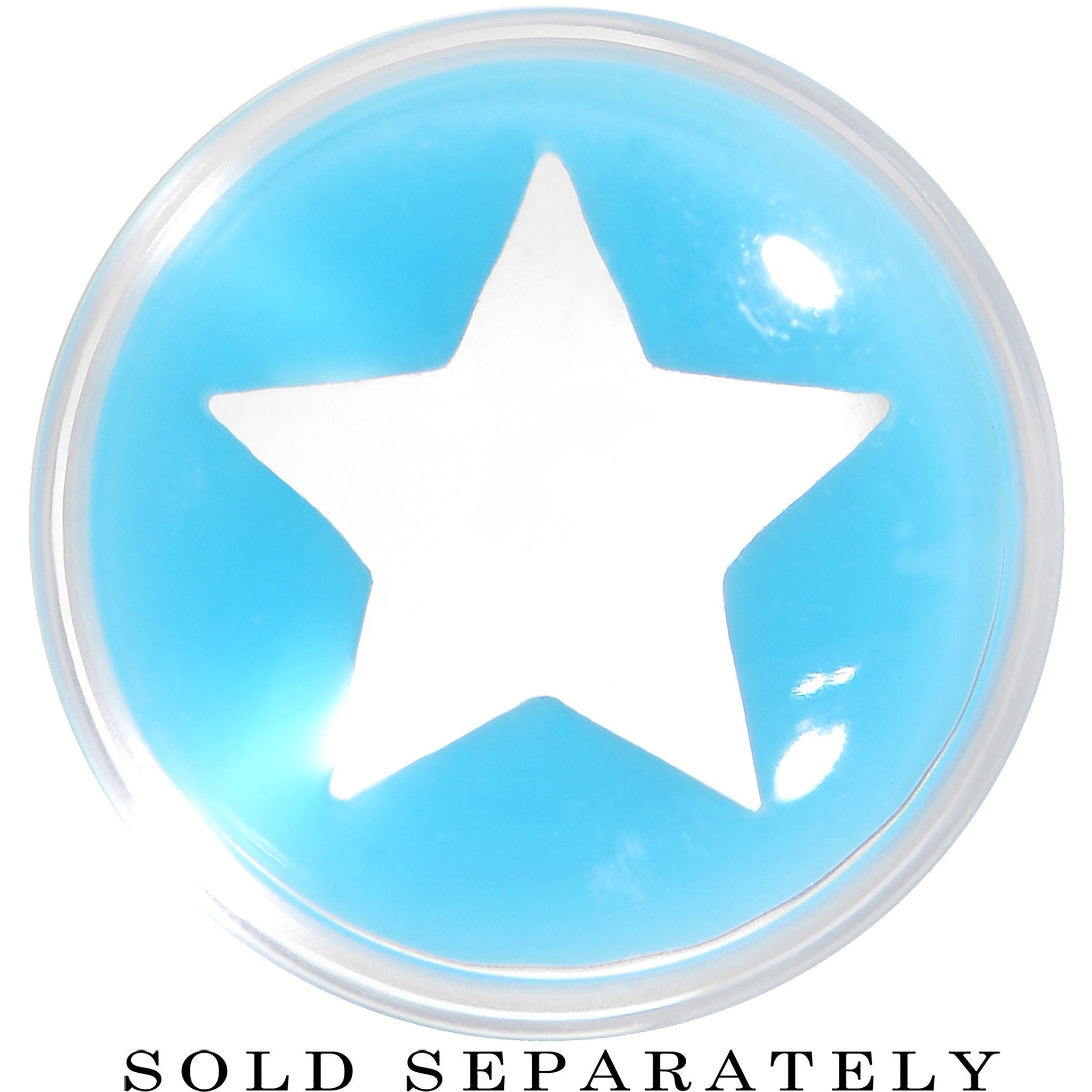 BodyCandy Clear Light Blue Acrylic Wish on a Star Saddle Plug 2G to 20mm — detail close-up