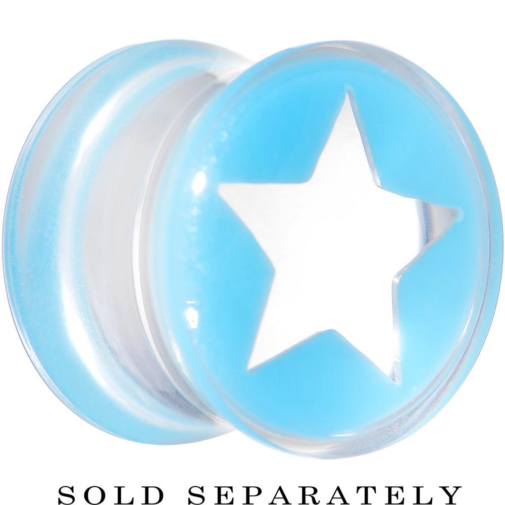BodyCandy Clear Light Blue Acrylic Wish on a Star Saddle Plug 2G to 20mm — alternative angle