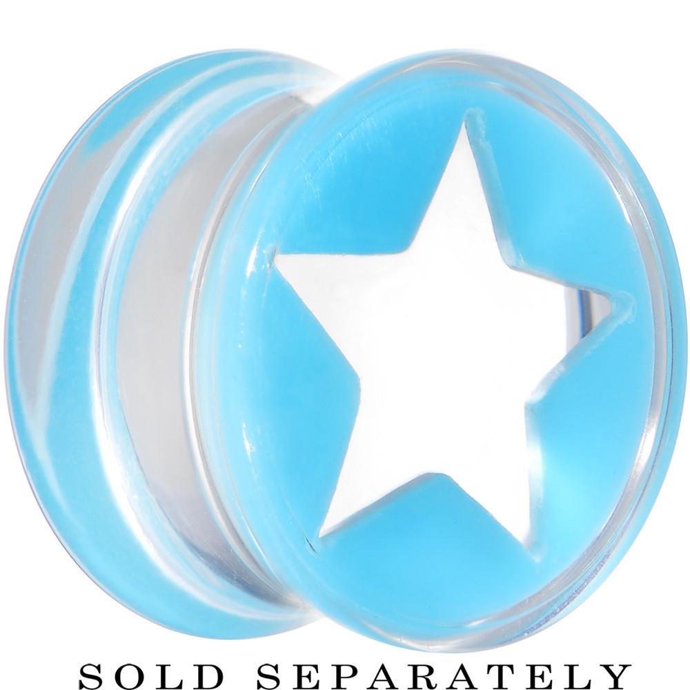 BodyCandy Clear Light Blue Acrylic Wish on a Star Saddle Plug 2G to 20mm — in-use photo