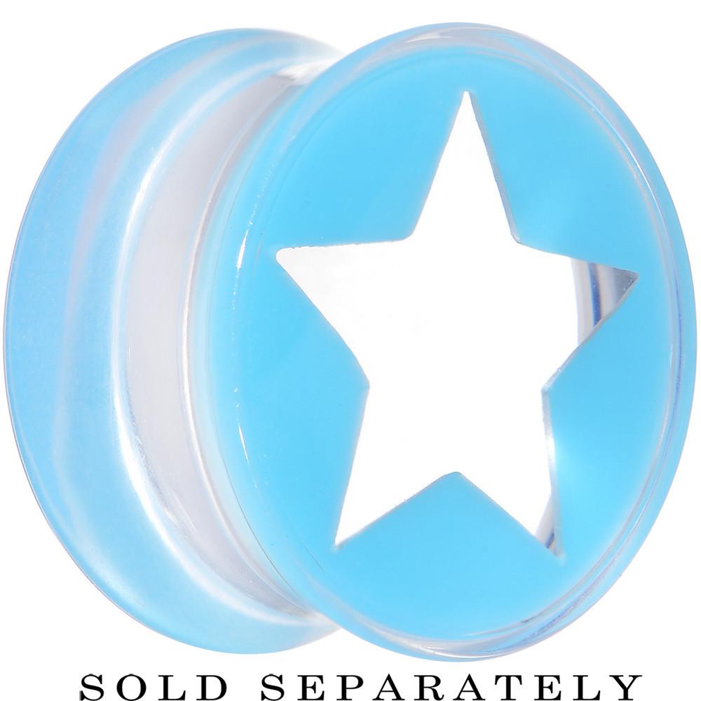 BodyCandy Clear Light Blue Acrylic Wish on a Star Saddle Plug 2G to 20mm — size reference