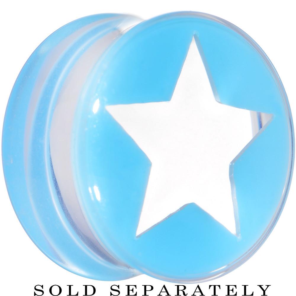 BodyCandy Clear Light Blue Acrylic Wish on a Star Saddle Plug 2G to 20mm — color detail