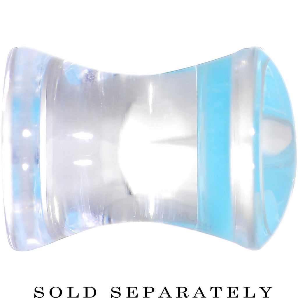 BodyCandy Clear Light Blue Acrylic Set Sail Nautical Anchor Saddle Plug Available in Sizes 6mm to 20mm — detail close-up